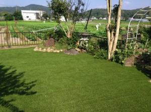 人工芝の庭
